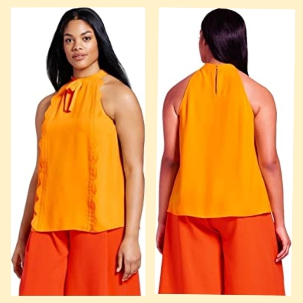 Victoria Beckham Women's Marigold High Neck Scallop Trim Blouse. Size 2X…